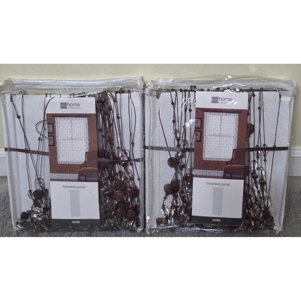 JCPenney Home Collection 42" x 84" Brown Multi Beaded Panel Rod Pocket - Avila‎